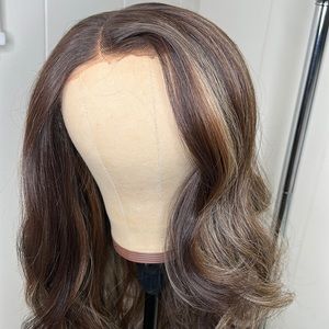 Synthetic t part side part lace wig